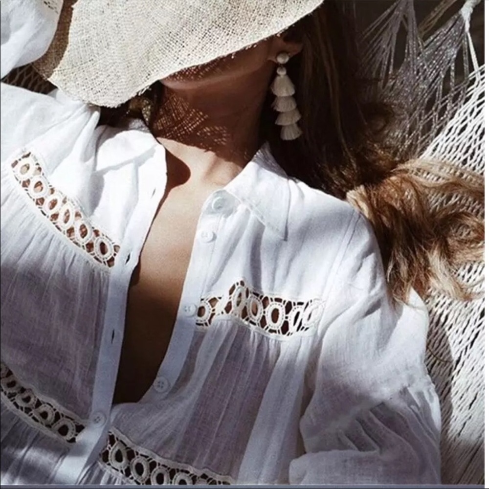 RESTOCKED! White Eyelet Beach Coverup - Picture 3 of 6